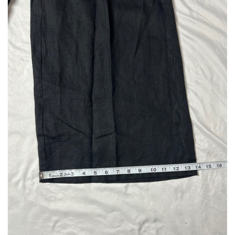 By Anthropologie Black 100% Linen Wide Leg Smocked Elastic Waist Pants XXS - Picture 15 of 16